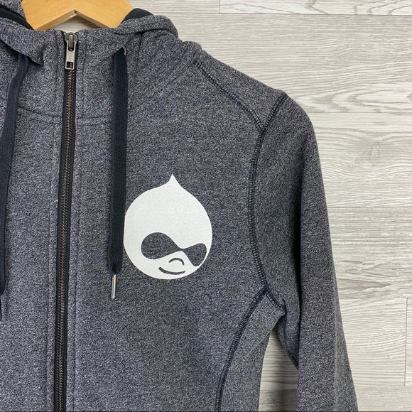 New Era Gray Zip Up Sweater with Hoodie - Picture 3 of 7